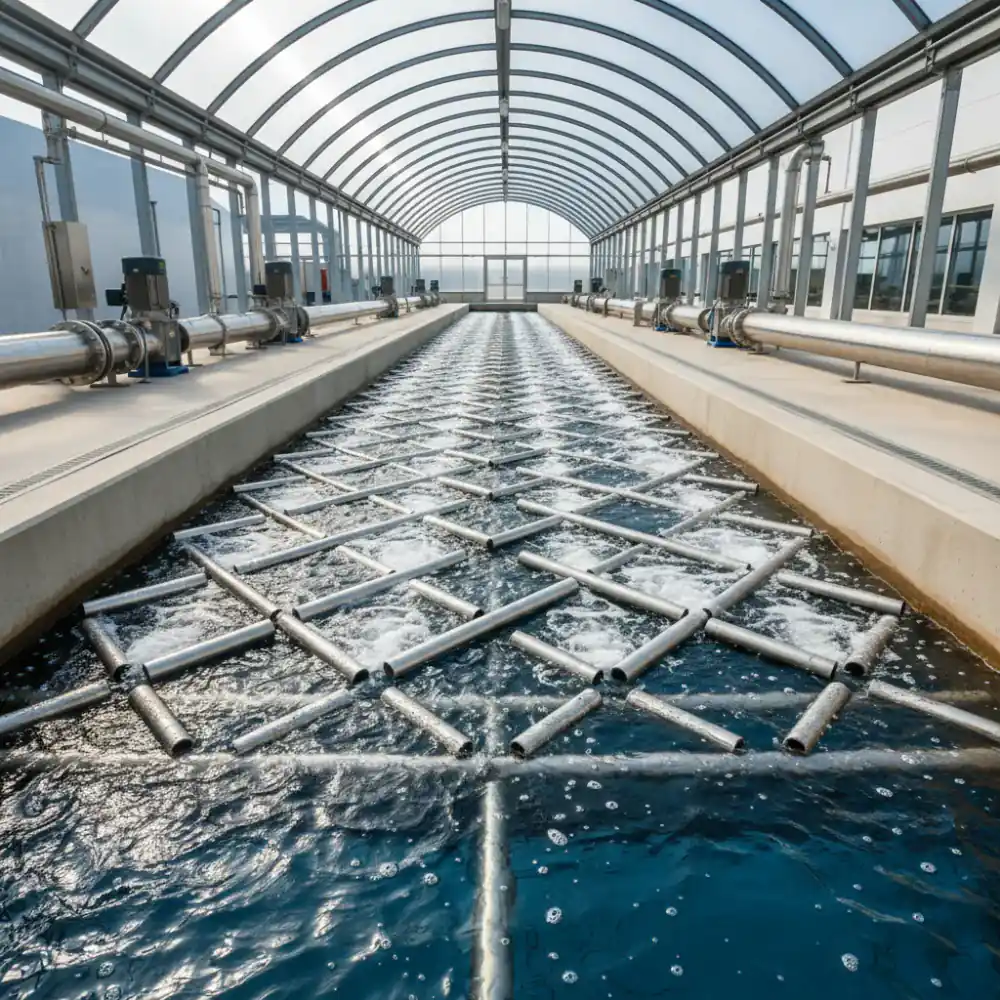 Industrial scale liquid oxygen diffuser array in a raceway
